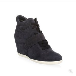 Black suede hidden wage sneakers